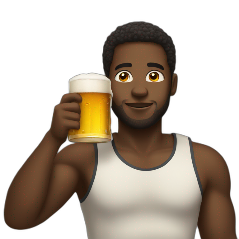 Black guy drinking beer emoji