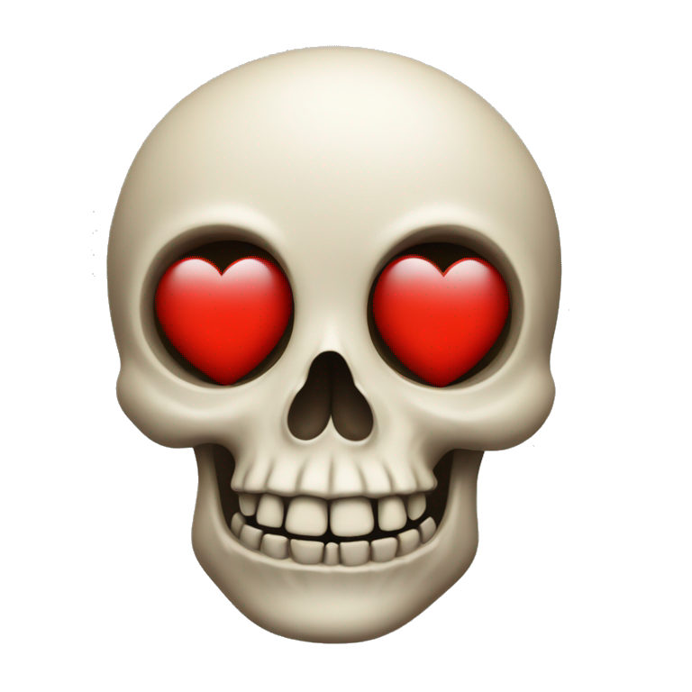 A skull with red heart eyes emoji