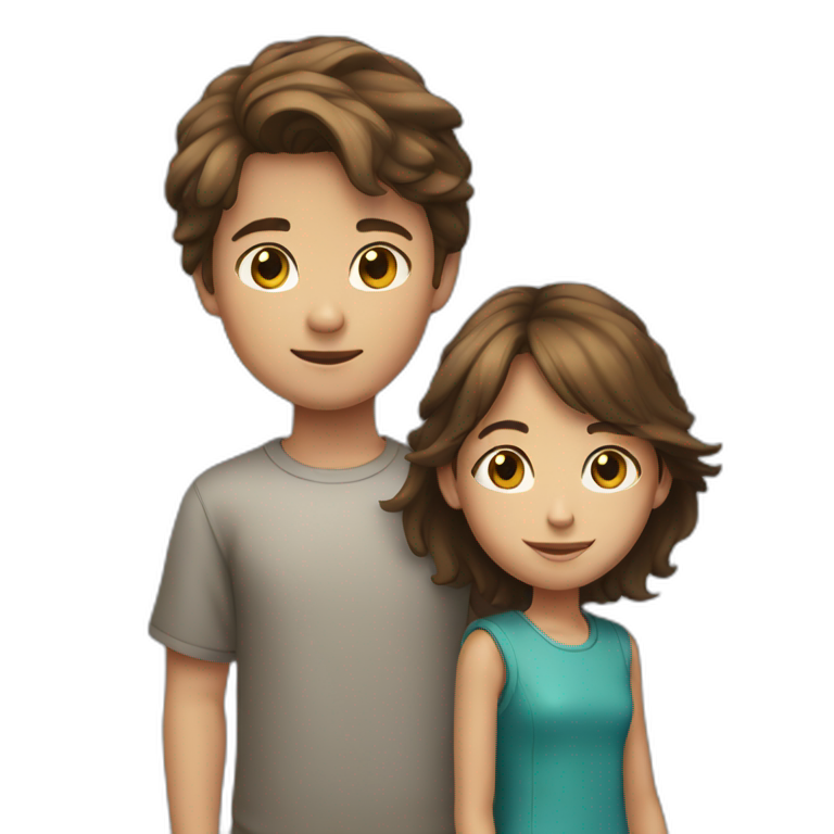 Young boy with girl-like, brown hair, 10 years old emoji
