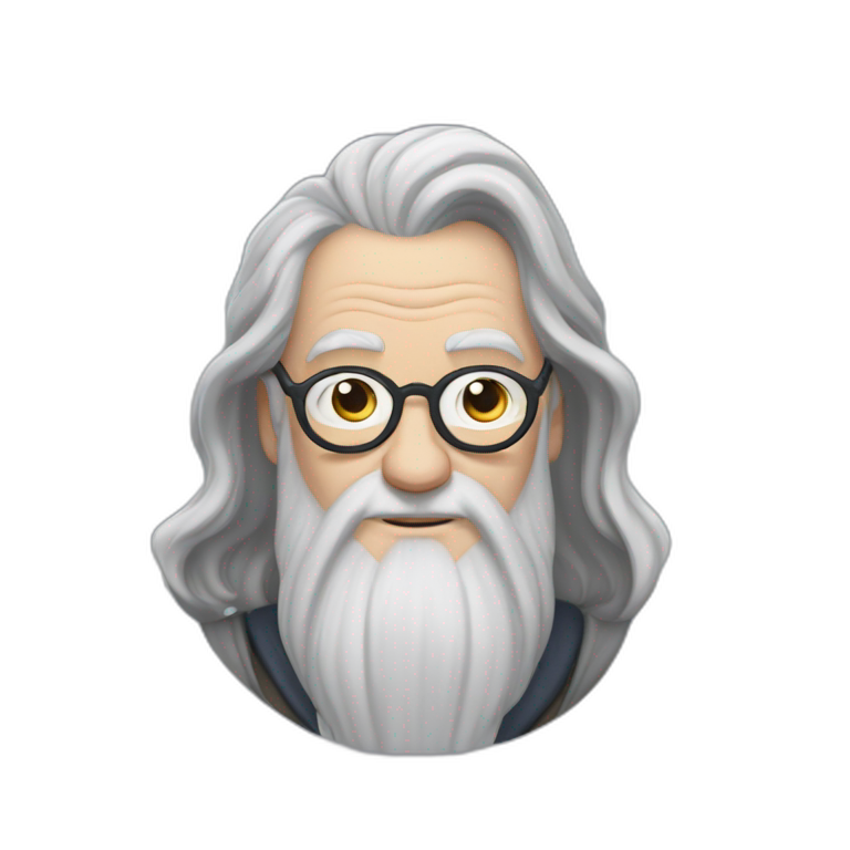 Albus Dumbledore wears a sweatshirt that says "Sude" emoji