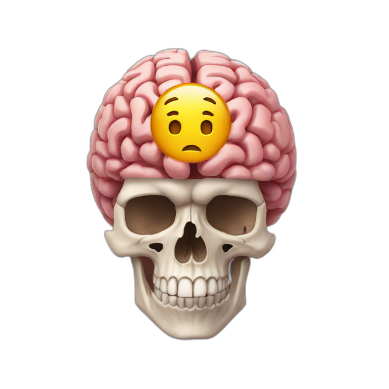 Super brain inside a skull emoji