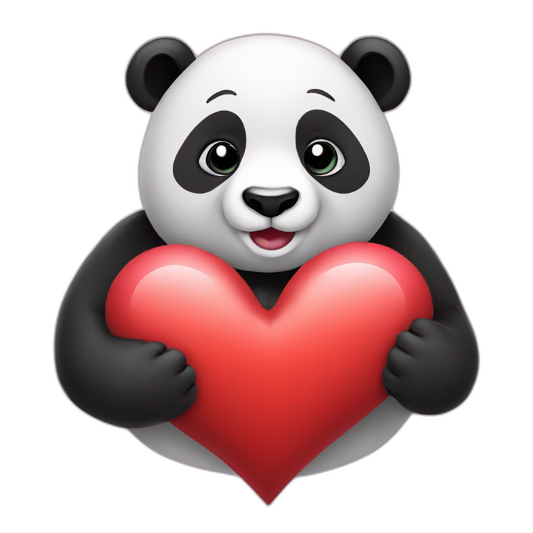 Panda holding a heart emoji
