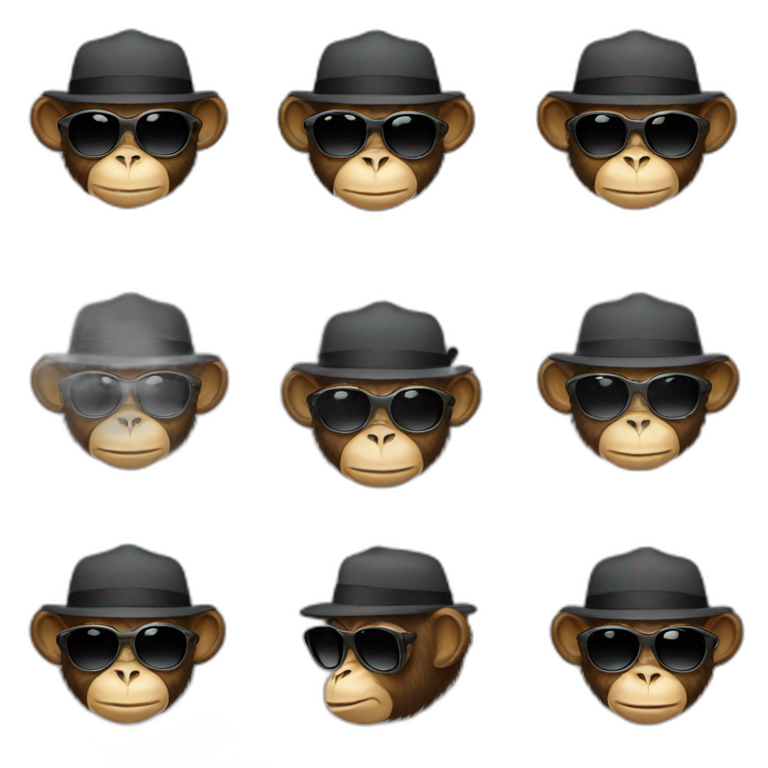Monkey with sunglasses and hat emoji