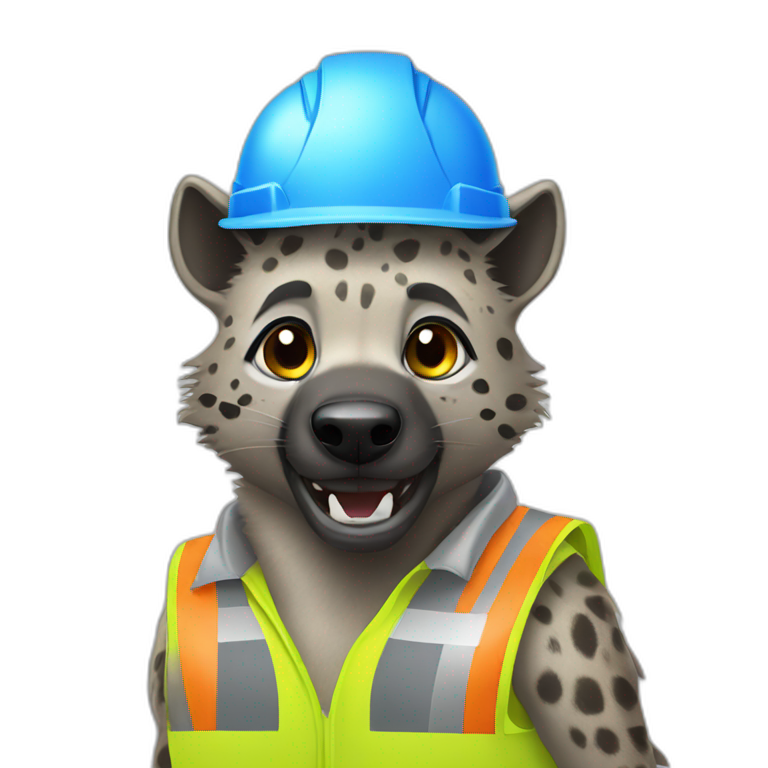 hyena wearing construction helmet emoji