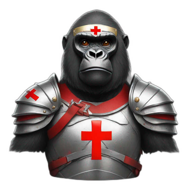 Gorilla wearing a Crusader armor with the holy red Cross emoji