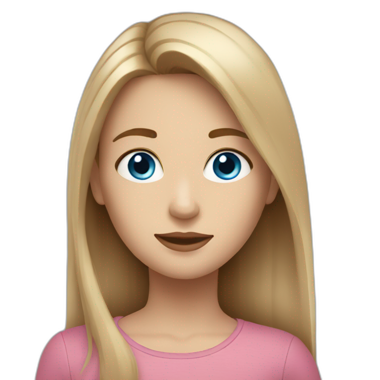 Straight brown hair girl and child with blonde hair and blue eyes emoji
