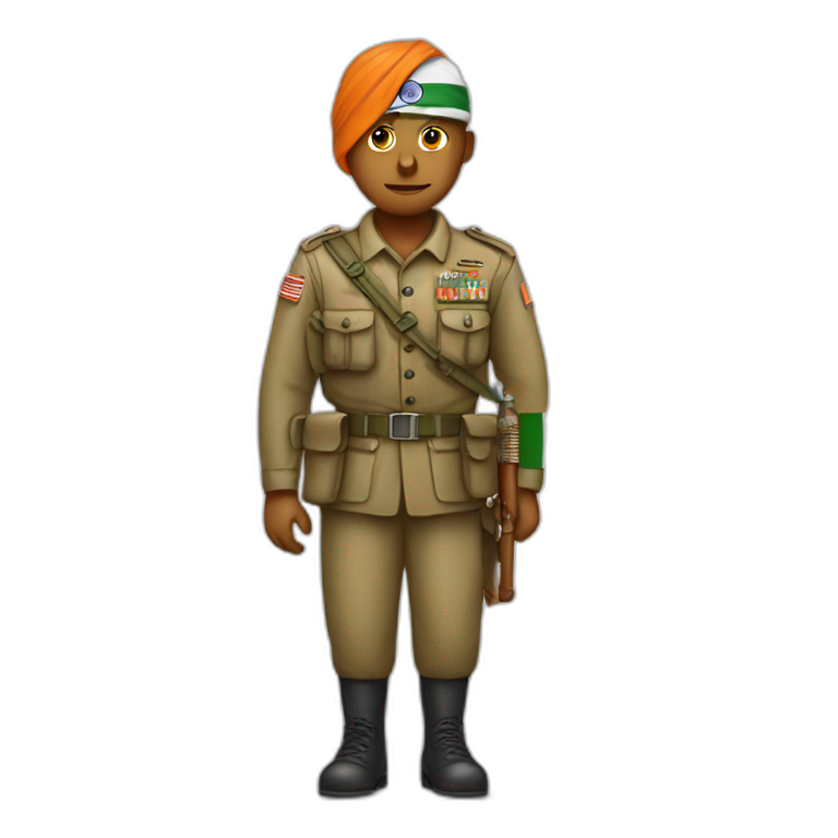 Soldier holding Indian Flag emoji