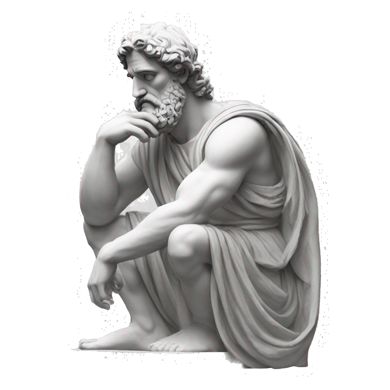 Ancient Greek King Odysseus Statue Thinking with Hand on Chin emoji