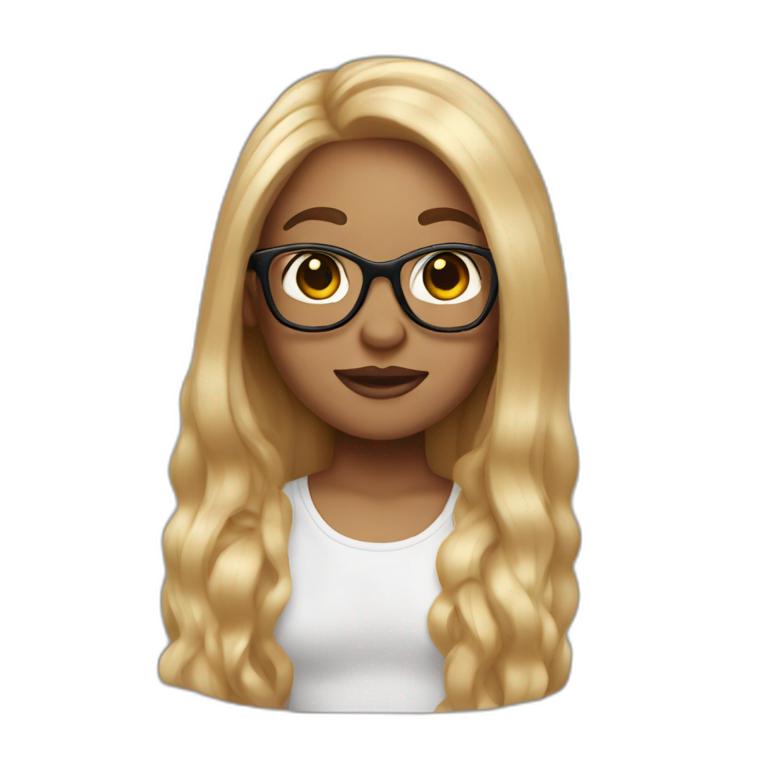 memoji, light skin, glasses, straight long hair emoji
