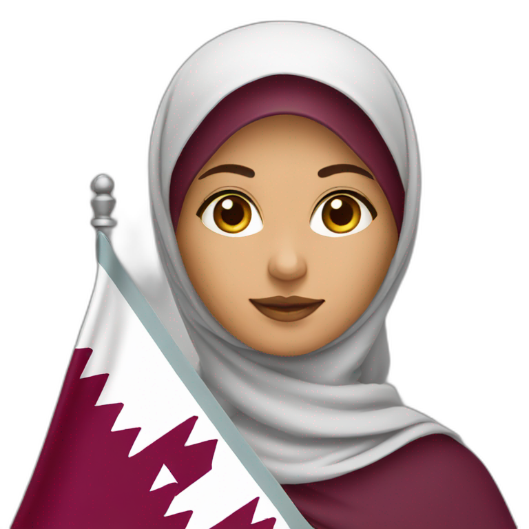 Arabic women holding Qatar flag emoji