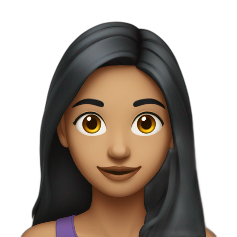 skinny 27 year old indian girl with long black hair smiling profile photo emoji