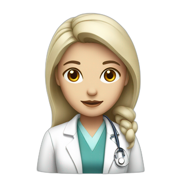 a female doctor in a white coat emoji
