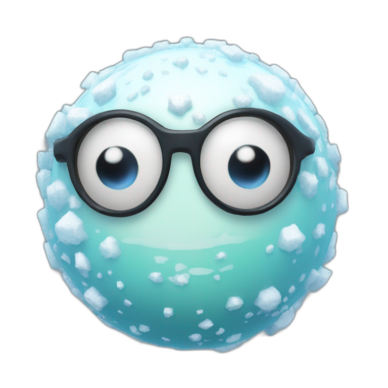 3d sphere with a cartoon elite snow Slime skin texture with four eyes emoji