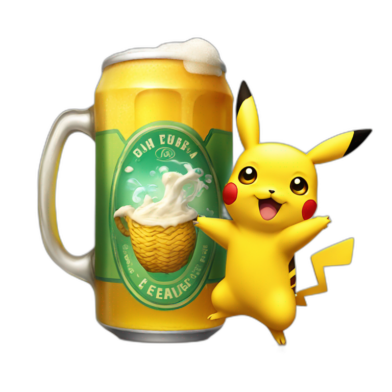 Pikachu qui boit de la bière emoji