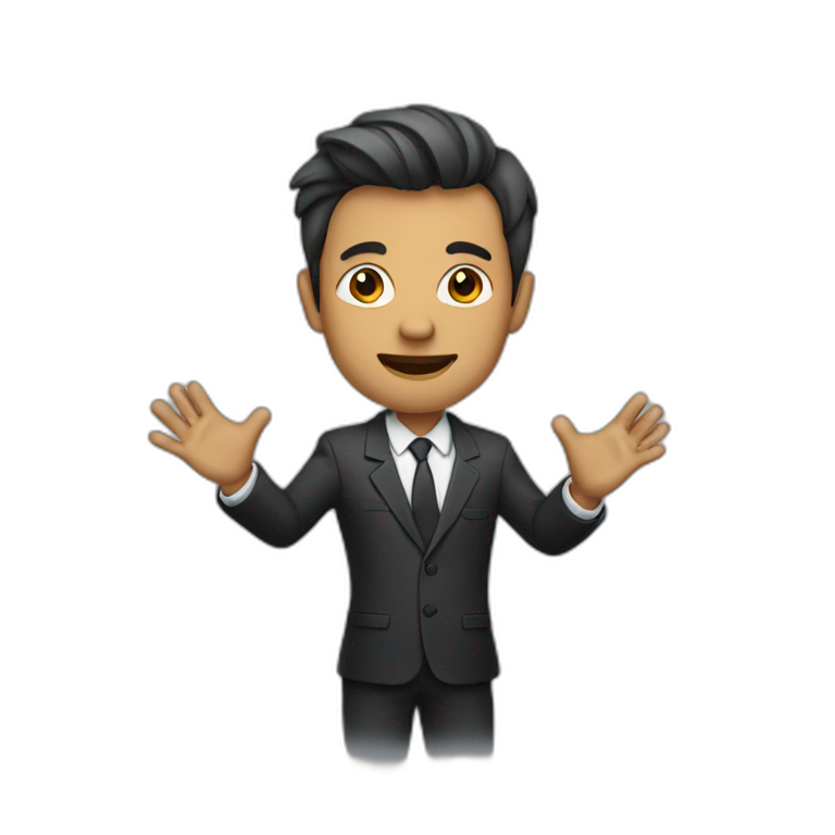 man in suit holding out his arms emoji