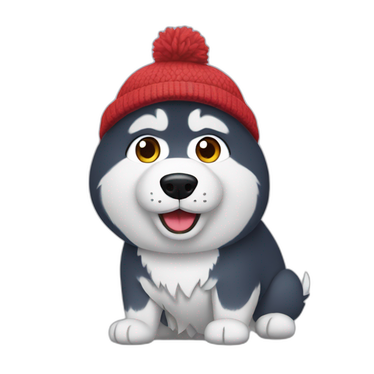 Husky wearing a beanie emoji