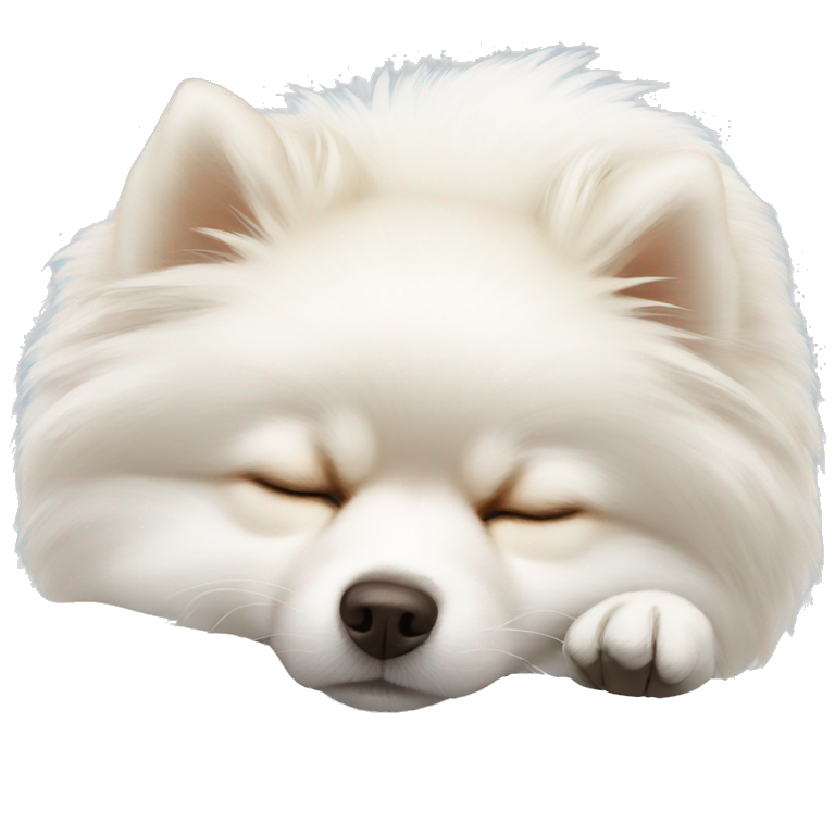Sleeping white pomeranian emoji