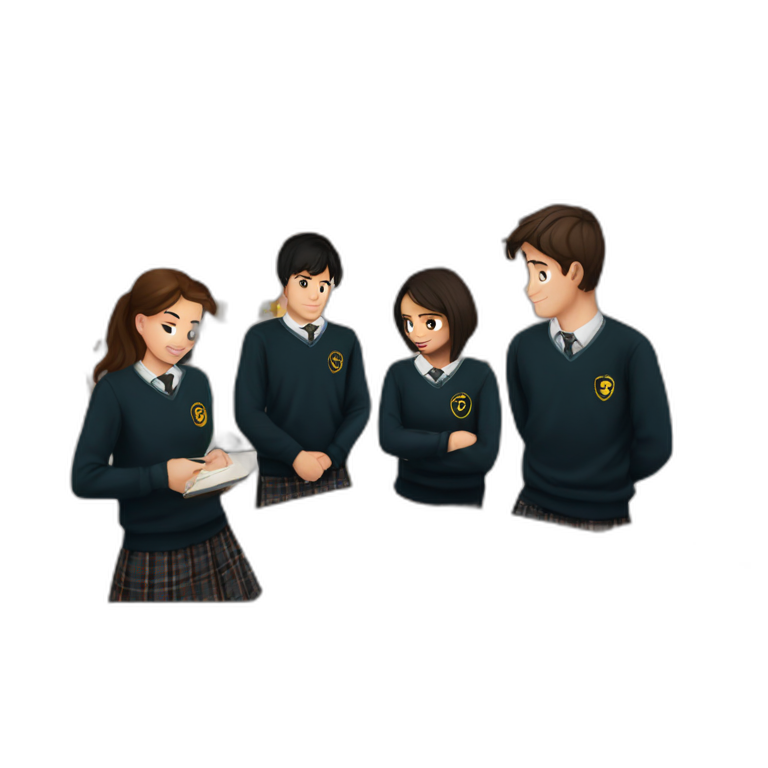four teens in school uniform emoji