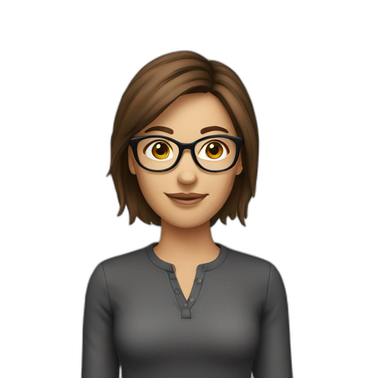 female brown hair glasses emoji