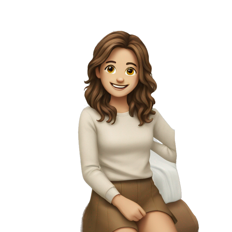 smiling girl with brown hair emoji
