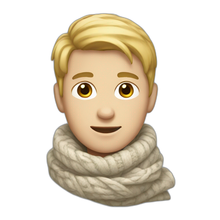 white boy wearing a scarf emoji