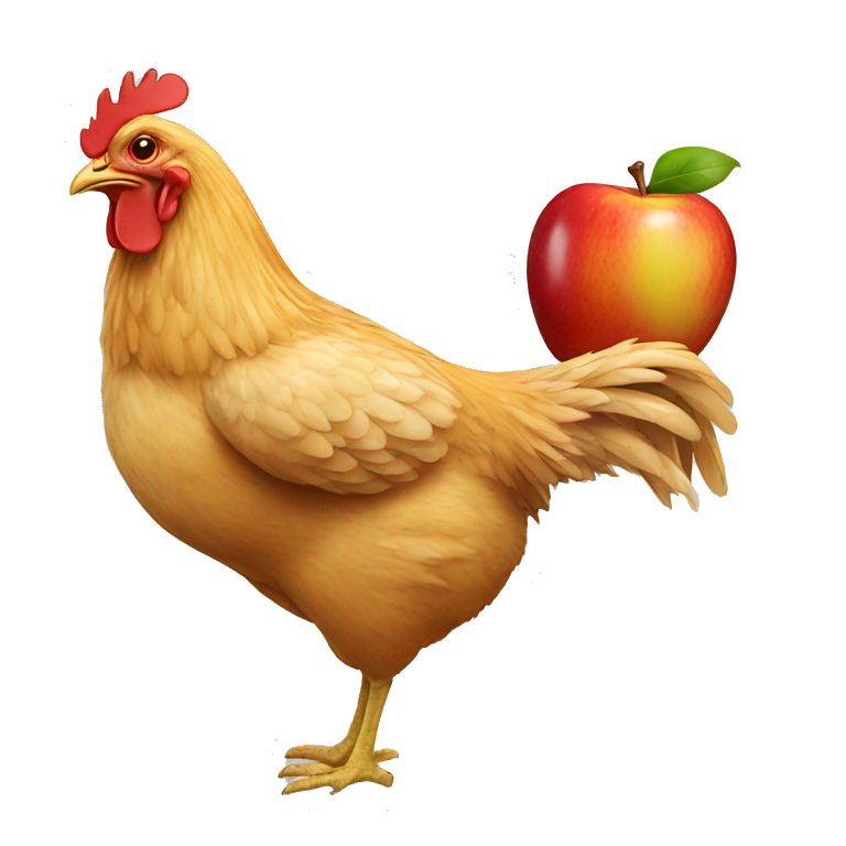 A chicken eating apple sauce  emoji