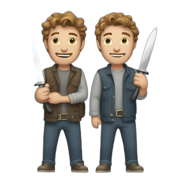 billy and stu holding knives emoji