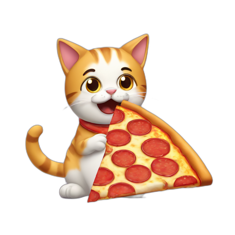 cat eating a slice of pizza emoji