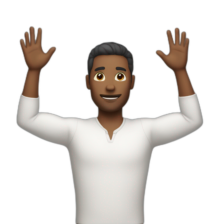 man with hands up emoji