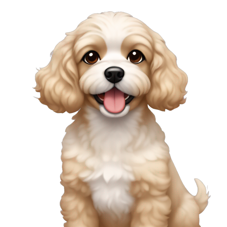 a young spanish woman with brown wavy hair bob cut and 1 little dog black with floppy ears, other black with ears up, bichon maltes and other color blonde floppy ears and showing tongue  emoji