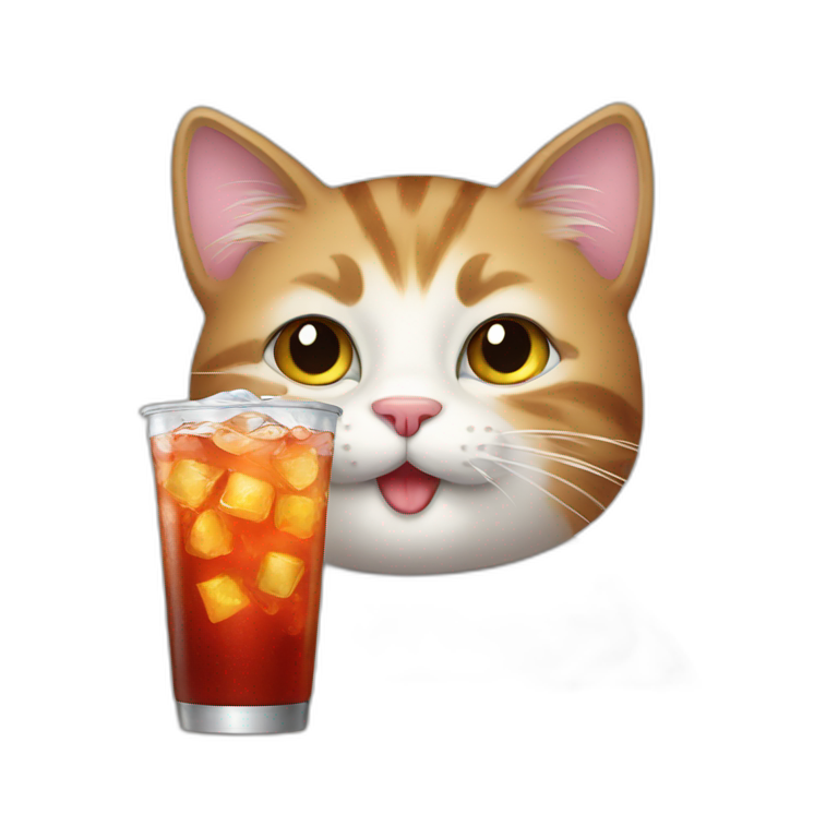 Cat drinking soda emoji