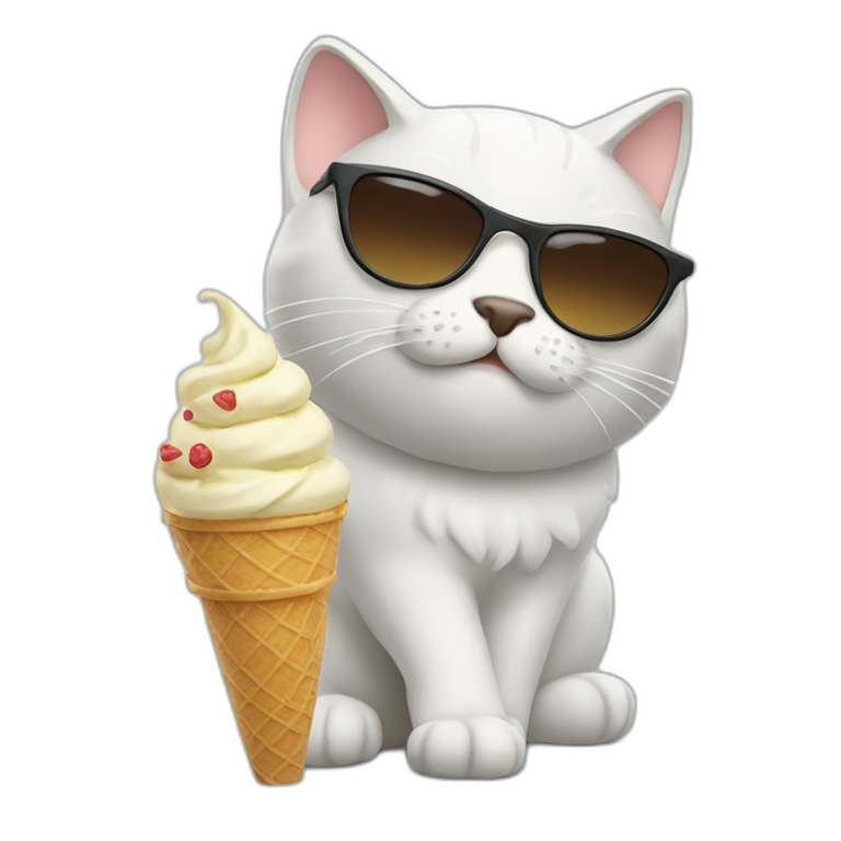 Cat wearing sunglasses and eating ice cream  emoji