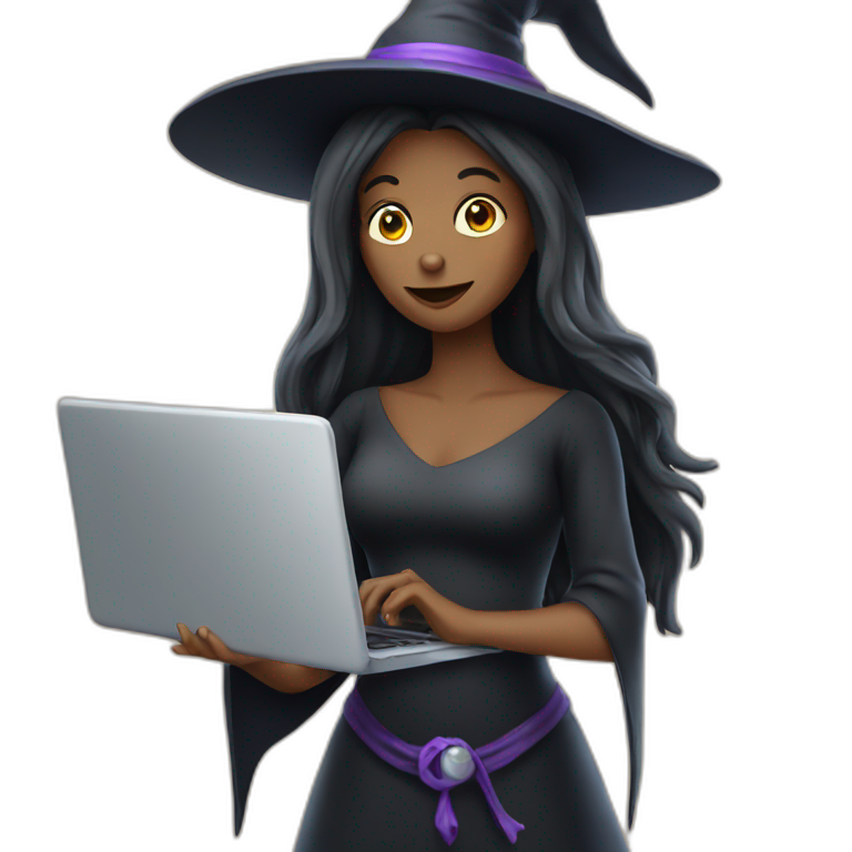 Witch holding laptop emoji