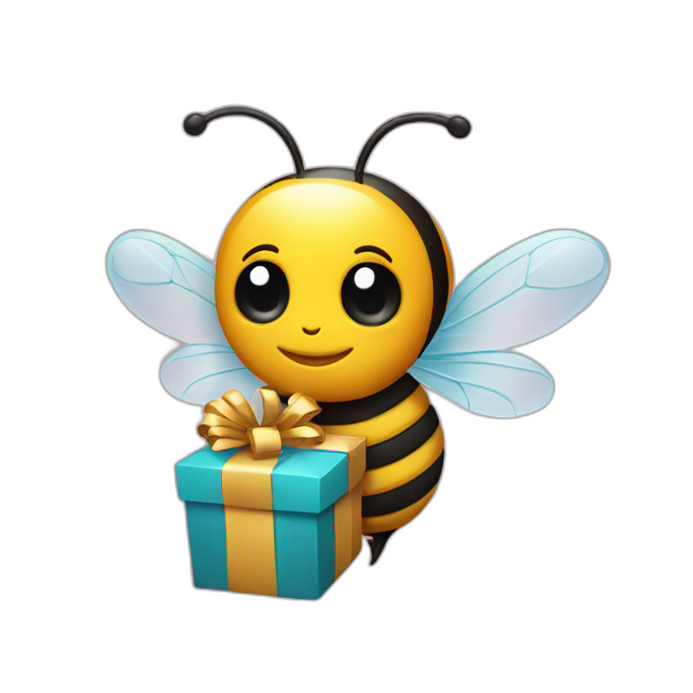 a bee holding a present emoji