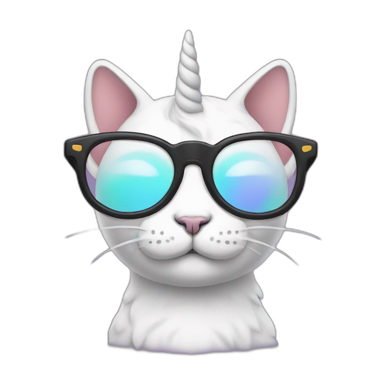 cat unicorn with black glasses emoji