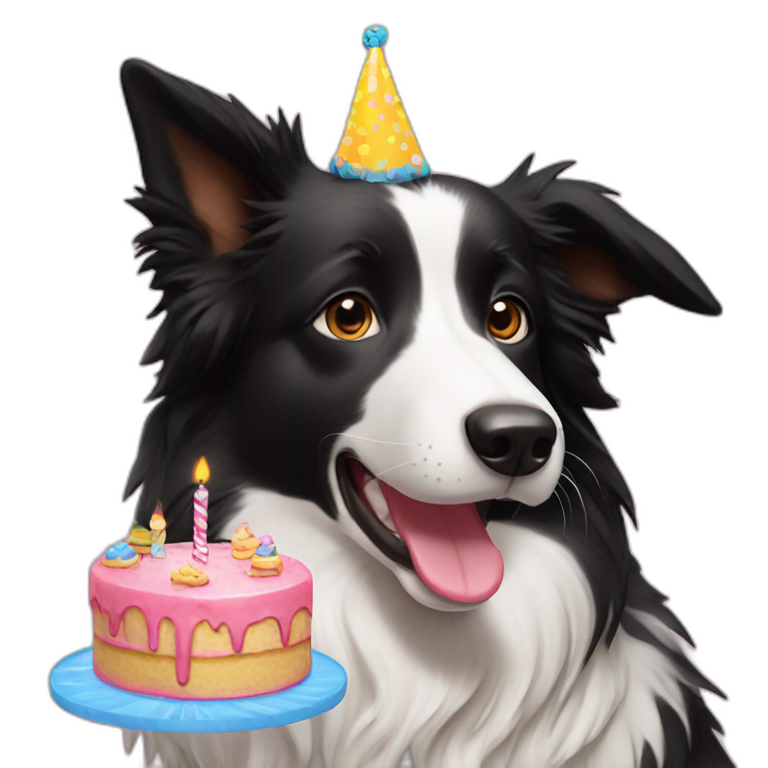 border collie with birthday cake emoji AI Emoji Generator