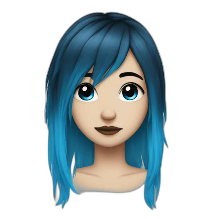 Emo girl piercings and long choppy blue hair side bangs emoji