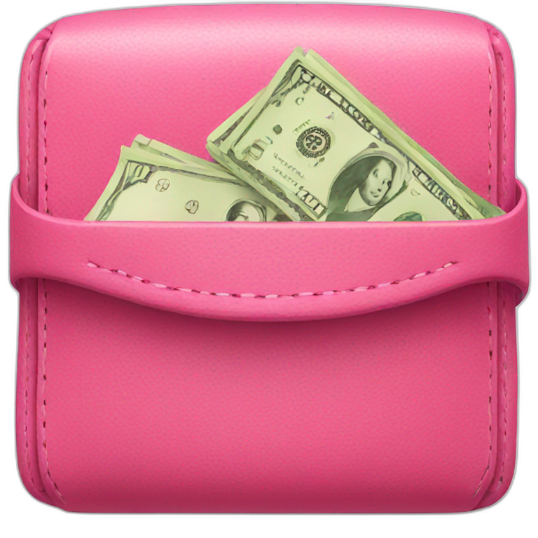 pink wallet with money emoji