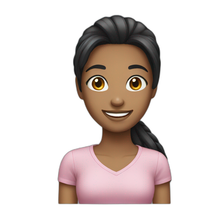 black straight hair girl smiling emoji
