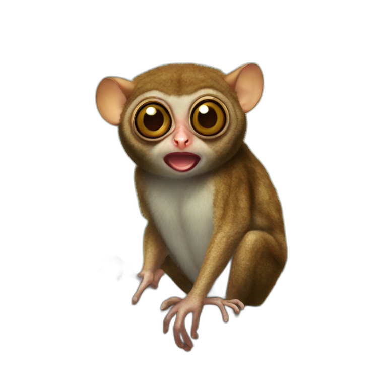 tarsier on branch shocked face emoji