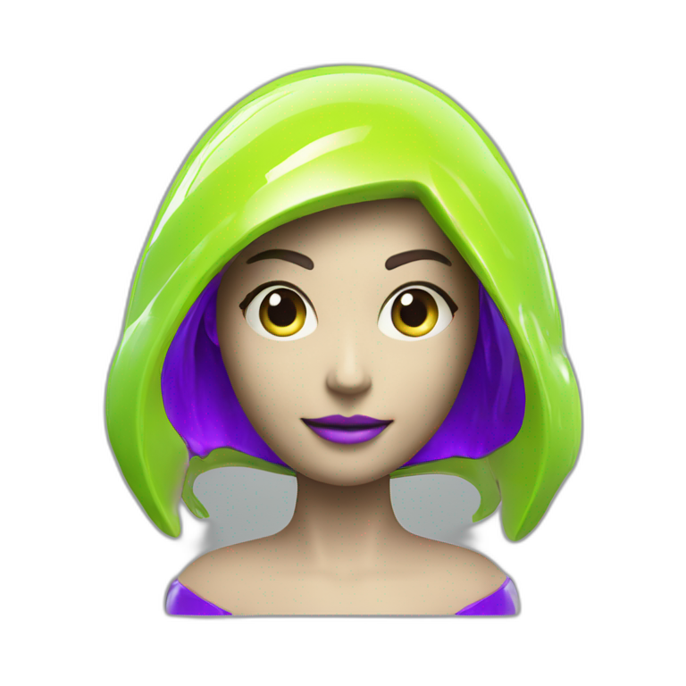 Cyber emoji of a FUTURISTIC HIGHTECH 3D Videomaker colors Lemon green and purple neon Videomaker emoji