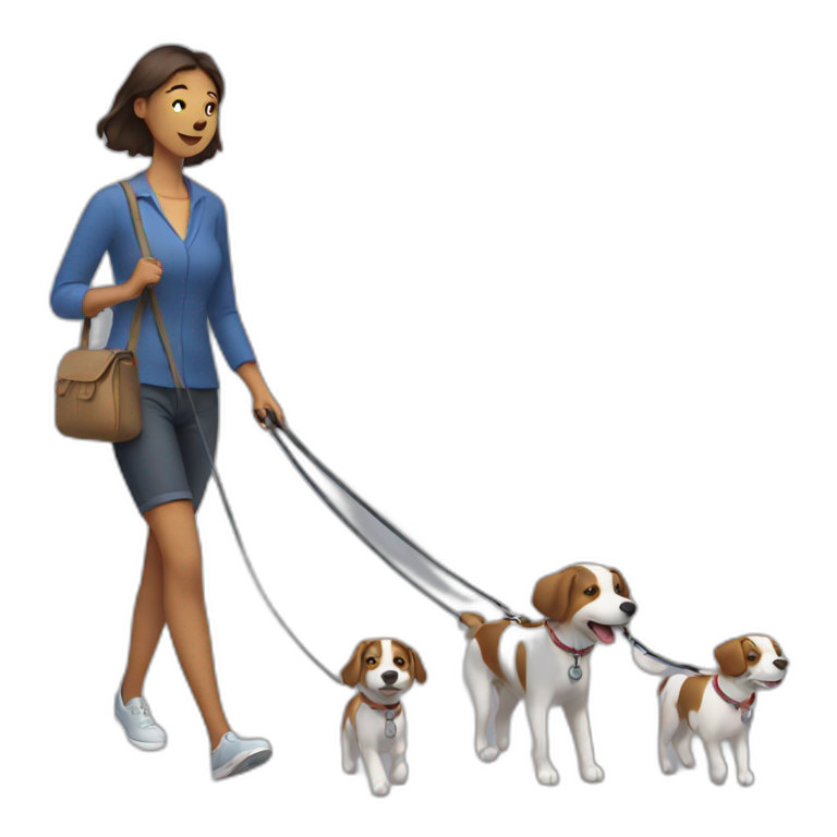 Woman walking two dogs on leashes emoji