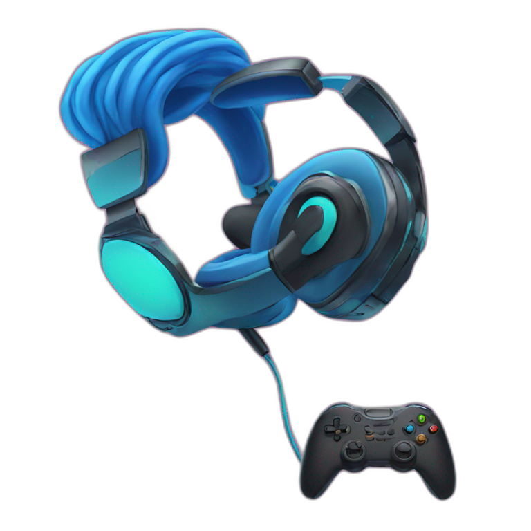 person with rgb headphones and gaming controller emoji