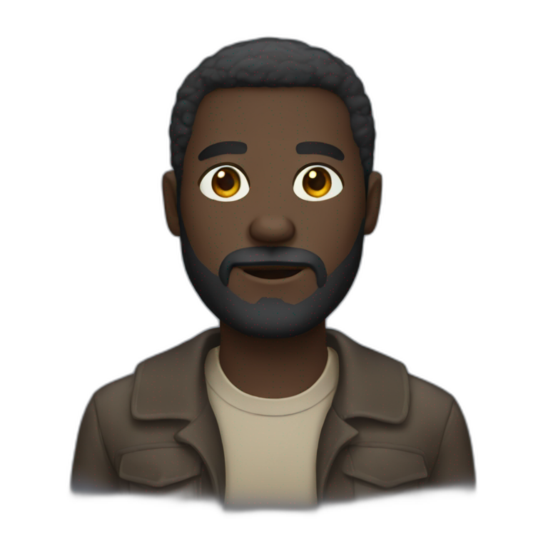 dark skinned man with beard emoji