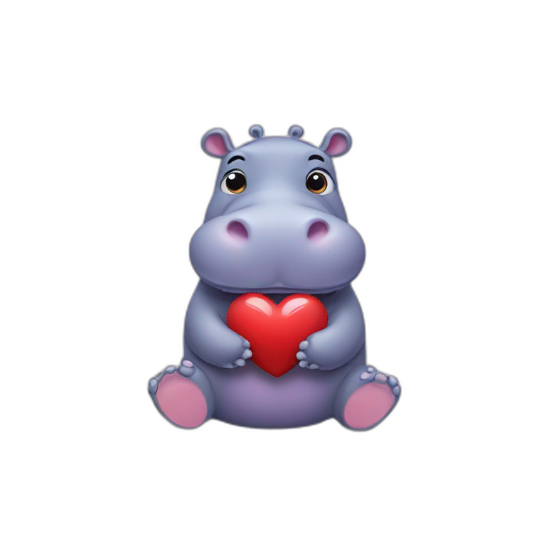 hippo holding a heart emoji