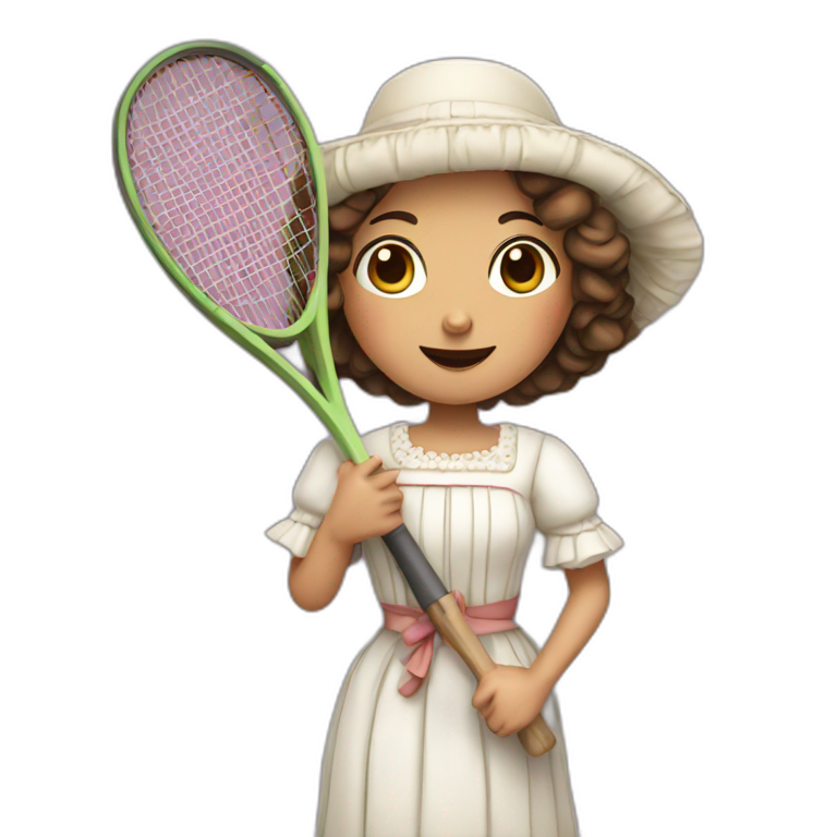 Kawaii historical spanish woman with tennis racket emoji