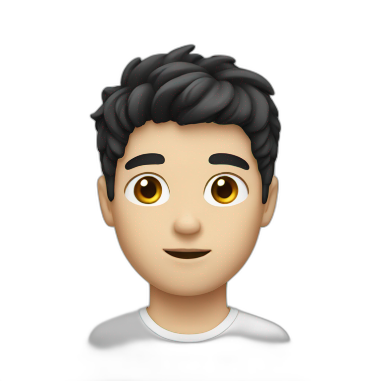 white boy with black hair emoji
