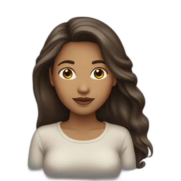 woman light brown skin long dark hair emoji