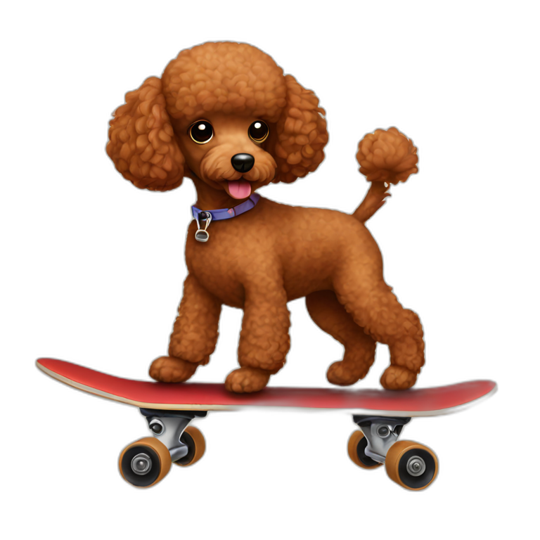 Mini poodle red brown skateboarding emoji