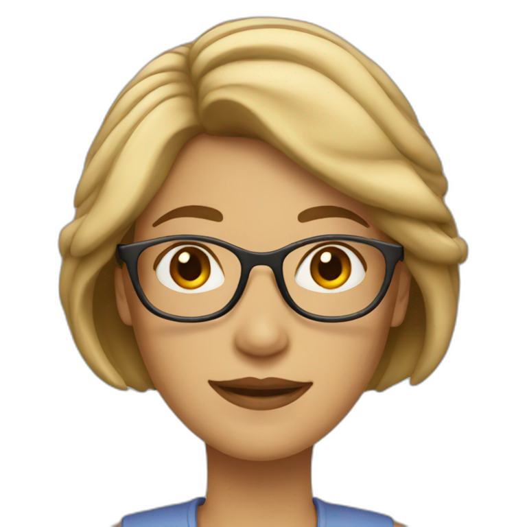 a woman with fair bob hairstyle and glasses emoji